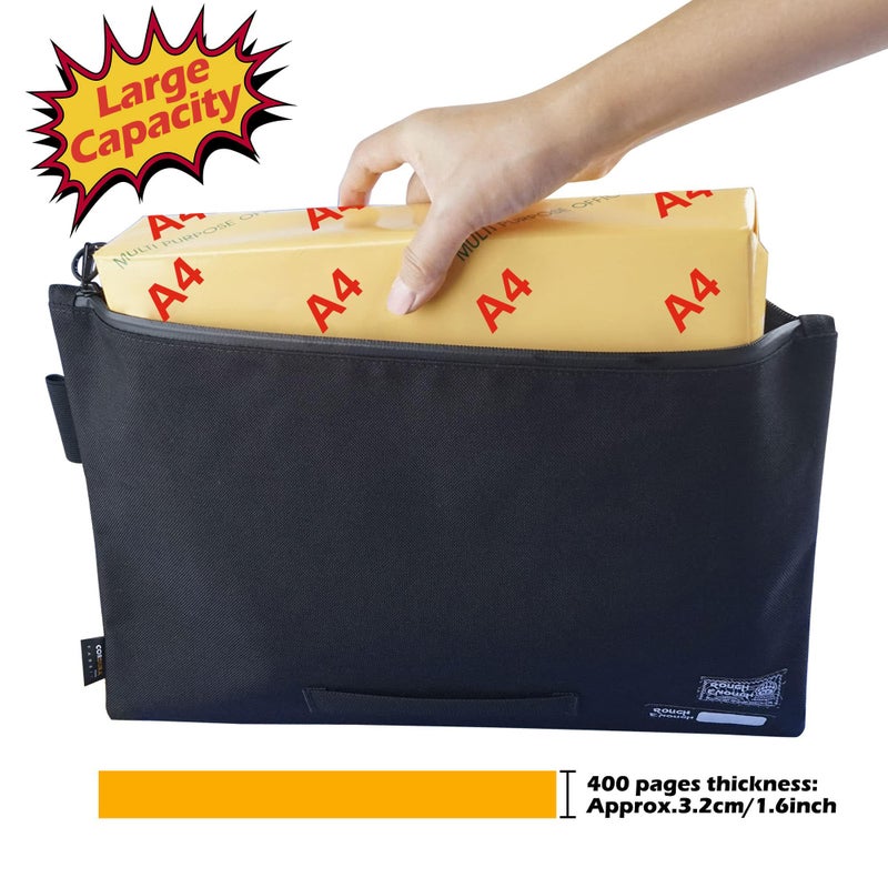 RE ROUGH ENOUGH Rough Enough Important Document Organizer Waterproof Document Folder with Zipper 16 x 11 Inches Black Cordura and Tarpaulin Lining for Office Travel Workspace - Image 5